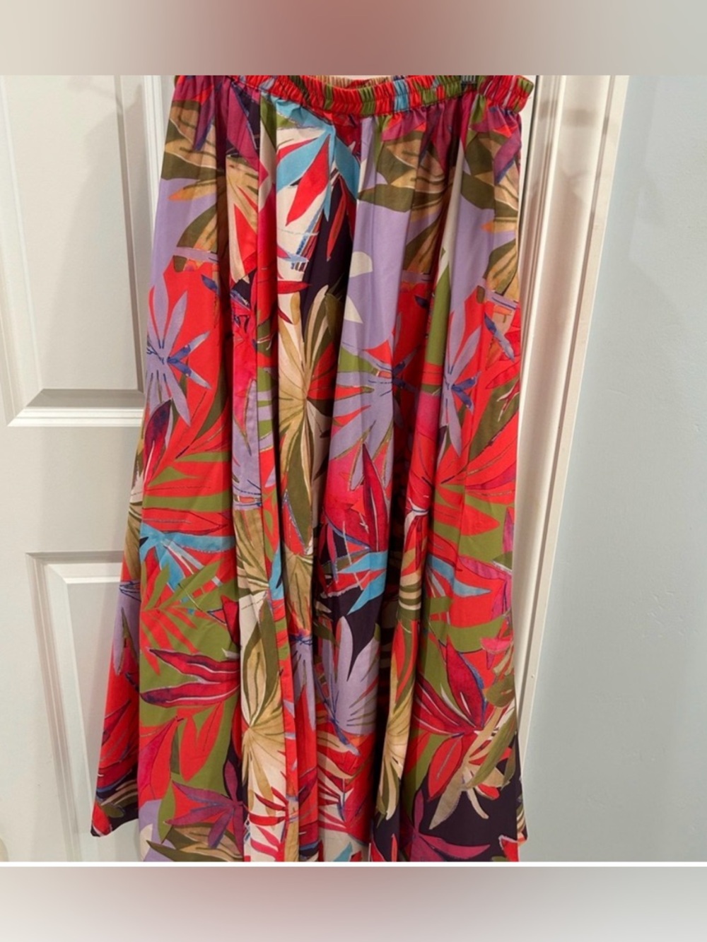 Rachel Zoe Tropical Palm Print Maxi Skirt Boho Pink & Purple Floral Size Medium - Picture 6 of 9